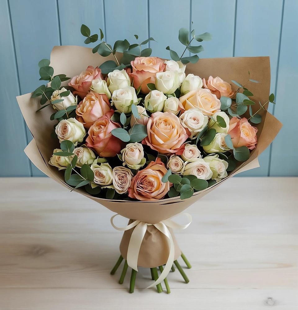 Букет цветов из: Альстромерии и Розы в Красной Горке