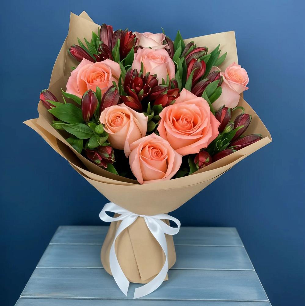 Букет цветов из: Розы и Альстромерии в Красной Горке