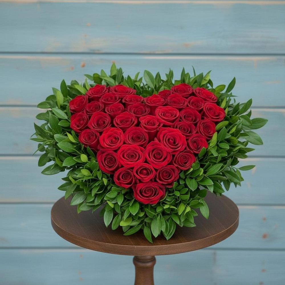 Цветочная композиция из Розы в виде сердца в Красной Горке