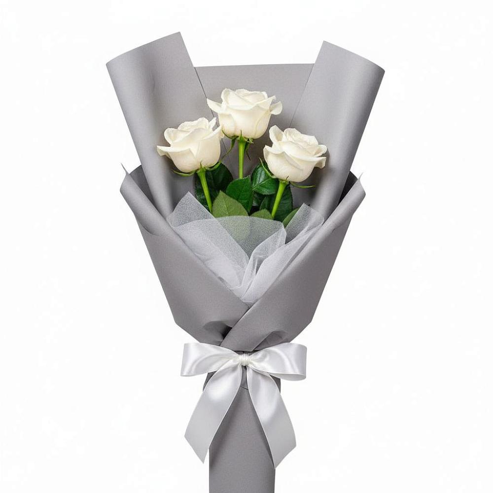 Букет 3 белые розы в Красной Горке