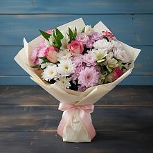 Букет цветов из:  Хризантемы, Альстромерии и Розы в Красной Горке