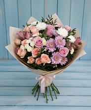 Букет цветов из:  Хризантемы, Розы и Альстромерии в Красной Горке