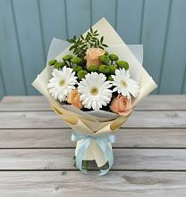 Букет цветов из:  Герберы, Розы и Хризантемы #REPLACE_PRED# Красной Горке