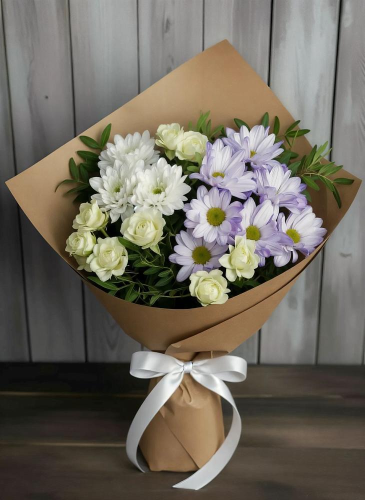 Букет цветов из: Хризантемы и Розы в Красной Горке